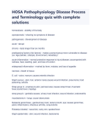 HOSA Pathophysiology Disease Process and Terminology quiz with complete solutions | Latest 2023/2024