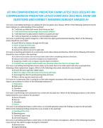   ATI RN COMPREHENSIVE PREDICTOR EXAM LATEST 2022-2023/ATI RN COMPREHENSIVE PREDICTOR LATEST EXAM 2022-2023 REAL EXAM 180 QUESTIONS AND CORRECT ANSWERS|ALREADY GRADED A+