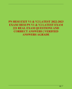 PN HESI EXIT V1 & V2 LATEST 2022-2023 EXAM/ HESI PN V1 & V2 LATEST EXAM 221 REAL EXAM QUESTIONS AND CORRECT ANSWERS | VERIFIED ANSWERS AGRADE     
