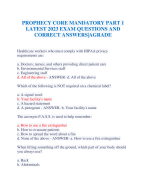 PROPHECY CORE MANDATORY PART 1 LATEST 2023 EXAM QUESTIONS AND CORRECT ANSWERS|AGRADE