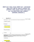 NRNP 6531 FINAL EXAM /NRNP 6531 –ADVANCED PRACTICE CARE OF ADULTS ACROSS THE LIFESPAN  FINAL EXAM LATEST 2023-2024 ALL 100 QUESTIONS AND CORRECT ANSWERS (VERSION 2)     