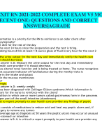 HESI EXIT RN 2021-2022 COMPLETE EXAM V5 MOST RECENT ONE) QUESTIONS AND CORRECT ANSWERS|AGRADE