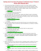 Barkley Acute Care Nurse Practitioner Certification Exam 172 Q & A  Review2023Question Bank