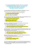 ATI PN COMPREHENSIVE PREDICTOR 2023-2024/PN COMPREHENSIVE PREDICTOR ACTUAL EXAM 180 QUESTIONS AND CORRECT DETAILED ANSWERS|ALREADY GRADED A+