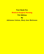 Test Bank For Medical-Surgical Nursing  7th Edition By Adrianne Linton, Mary Ann Matteson | Chapter 1 – 63, Latest Edition|
