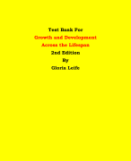 Test Bank For Growth and Development  Across the Lifespan  2nd Edition By  Gloria Leife | Chapter 1 – 16, Latest Edition|