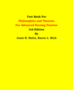 Test Bank For Philosophies and Theories  For Advanced Nursing Practice 3rd Edition By Janie B. Butts, Karen L. Rich | Chapter 1 – 26, Latest Edition|