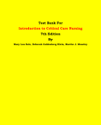 Test Bank For Introduction to Critical Care Nursing  7th Edition By Mary Lou Sole, Deborah Goldenberg Klein, Marthe J. Moseley | All Chapters, Latest Edition|
