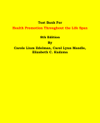 Test Bank For Health Promotion Throughout the Life Span   8th Edition By Carole Lium Edelman, Carol Lynn Mandle, Elizabeth C. Kudzma | Chapter 1 – 25, Latest Edition|