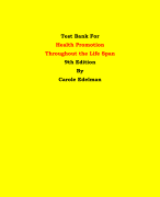 Test Bank For Health Promotion  Throughout the Life Span  9th Edition By Carole Edelman | Chapter 1 – 25, Latest Edition|