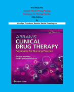 Test Bank - Abrams’ Clinical Drug Therapy  Rationales for Nursing Practice  12th Edition By Geralyn Frandsen, Sandra Smith Pennington | Chapter 1 – 61, Complete Guide 2023|