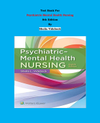 Test Bank - Psychiatric-Mental Health Nursing  8th Edition By Shelia Videbeck | Chapter 1 – 24, Complete Guide 2023|