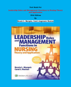 Test Bank - Leadership Roles and Management Functions in Nursing Theory and Application  10th Edition By Bessie L. Marquis, Carol Jorgensen Huston| Chapter 1 – 25, Complete Guide 2023|