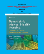 Test Bank - Psychiatric Mental Health Nursing: Concepts of Care in Evidence-Based Practice 9th Edition By Mary C. Townsend, Karyn I. Morgan | Chapter 1 – 32, Complete Guide 2023|