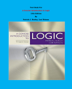 Test Bank - A Concise Introduction to Logic 13th Edition By Patrick J. Hurley, Lori Watson| All Chapters, Complete Guide 2023|