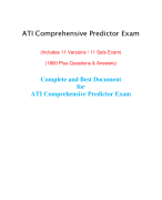 ATI Comprehensive Predictor Exam (11 Versions) (Latest-2023)/ Comprehensive Predictor ATI Exam / ATI Proctored Comprehensive Predictor Exam | Complete Document for A.T.I Exam |