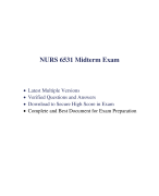NURS 6531 Midterm Exam (2 Versions, 200 Q & A, Latest-2023) / NURS 6531N Midterm Exam / NURS6531 Midterm Exam / NURS-6531N Midterm Exam: Walden University | 100% Correct Q & A |