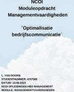 Geslaagde module Managementvaardigheden NCOI Juni 2023 Cijfer 8 met alle bijlagen