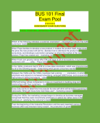 BUS 101 FinalExam Pool++++++ASSESSMENT EXAM QUESTIONS –THESE ITEMS WILL DEFINITELY APPEAR ON THE FINAL EXAM **