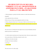 RN HESI EXIT EXAM 2023-2024 - VERSION 3 (V3) ALL 160 QUESTIONS &  ANSWERS INCLUDED -GUARANTEED  PASS A+!!! ALL BRAND NEW