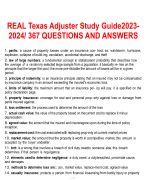 REAL Texas Adjuster Study Guide2023- 2024/ 367 QUESTIONS AND ANSWERS
