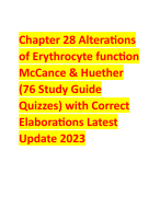 Chapter 28 Alterations of Erythrocyte function McCance & Huether (76 Study Guide Quizzes) with Correct Elaborations Latest Update 2023
