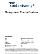 Management control systems Samenvatting 