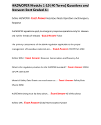 HAZWOPER Module 1-10 (40 Terms) Questions and Answers Best Graded A+