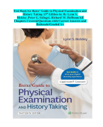 Test Bank for Bates’ Guide to Physical Examination and History Taking 13th Edition by By Lynn S. Bickley, Peter G. Szilagyi, Richard M. Hoffman/All Chapters Covered/Questions with Correct Answers and Rationale/Graded A+