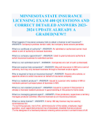 MINNESOTA STATE INSURANCE LICENSING EXAM 400 QUESTIONS AND CORRECT DETAILED ANSWERS 2023-2024 UPDATE ALREADY A GRADED|NEW!!