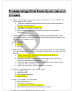 Pharmacology Final Exam Questions and answers