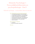KLINISCHE PSYCHOLOGIE 1 - DEEL 1 PB0104, Open Universiteit, samenvatting 'Klinische Psychologie' van Van der Molen en Simon