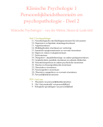 KLINISCHE PSYCHOLOGIE 1 - DEEL 2 PB0104, Open Universiteit, samenvatting 'Klinische Psychologie' van