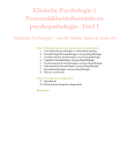 KLINISCHE PSYCHOLOGIE 1 - DEEL 1 PB0104, Open Universiteit, samenvatting 'Klinische Psychologie' van