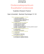ONDERZOEKSPRACTICUM KWALITATIEF ONDERZOEK PB1612, Open Universiteit, samenvatting 'Qualitative Rease