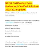 NIHSS Certification Exam Review with Verified Solutions 2023-2024 Update