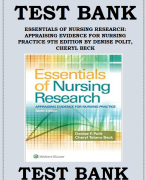 ESSENTIALS OF NURSING RESEARCH- APPRAISING EVIDENCE FOR NURSING PRACTICE 9TH EDITION BY DENISE POLIT, CHERYL BECK TEST BANK
