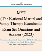 MFT (The National Marital and Family Therapy Examination Exam Set Questions and Answers (2023)