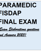 PARAMEDICS FISDAP FINAL EXAM (Exam Elaborations questions and Answers 2023)
