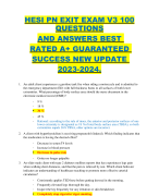 HESI PN EXIT EXAM V3 100 QUESTIONS AND ANSWERS BEST  RATED A+ GUARANTEED  SUCCESS NEW UPDATE  2023-2024.