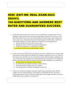 HESI -EXIT-RN- REAL EXAM-2023-2024V3. 160 QUESTIONS- AND ANSWERS BEST RATED AND GUARANTEED SUCCESS.