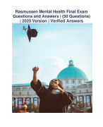 Rasmussen Mental Health Final Exam Questions and Answers | (50 Questions) | 2023 Version | Verified Answers