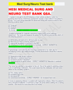 HESI MEDICAL SURG AND NEURO TEST BANK Q$A. 