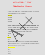 2023 LATEST ATI TEAS 7  Math Questions $ Answers 
