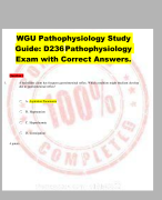 WGU Pathophysiology Study Guide: D236 Pathophysiology Exam with Correct Answers.   