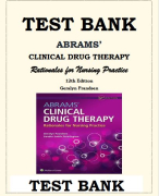 ABRAMS' CLINICAL DRUG THERAPY-RATIONALES FOR NURSING PRACTICE 12TH EDITION TEST BANK