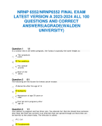 NRNP 6552/NRNP6552FINAL EXAM LATEST VERSION A 2023-2024 ALL 100  QUESTIONS AND CORRECT  ANSWERS|AGRADE(WALDEN  UNIVERSITY)