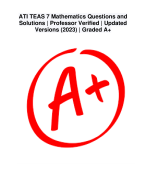 ATI TEAS 7 Mathematics Questions and Solutions | Professor Verified | Updated Versions (2023) | Graded A+