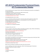 ATI 2019 Fundamentals ProctoredExam,  ATI Fundamentals Retake