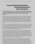 Personal Statement: Being AdultGerontology Acute Care Nurse Practitioner 